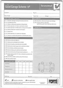 List of all the components we check during the Winter Check-up